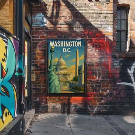 Patriotic American Landmarks Travel Poster