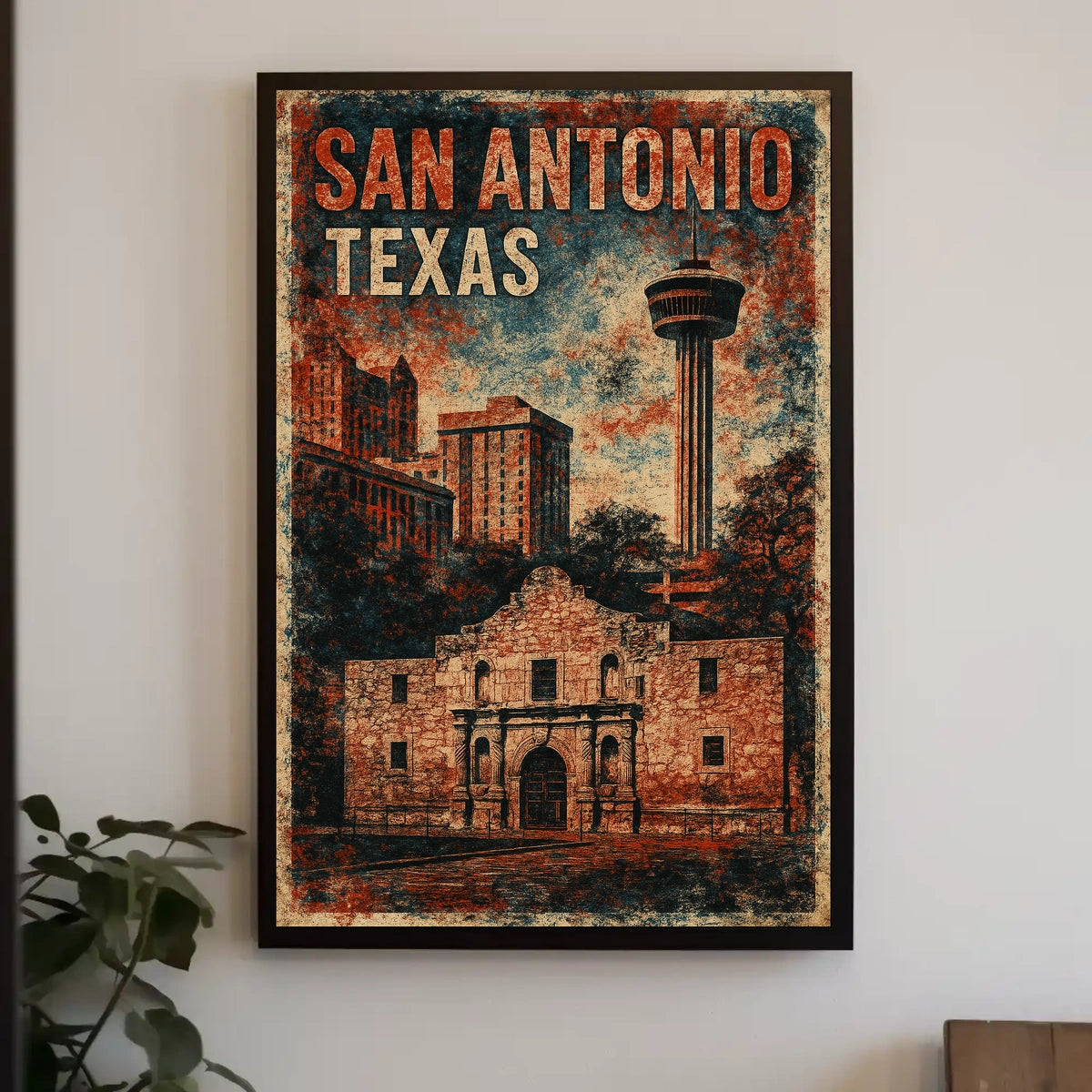 San Antonio Vintage Landmarks Travel Nostalgia Poster