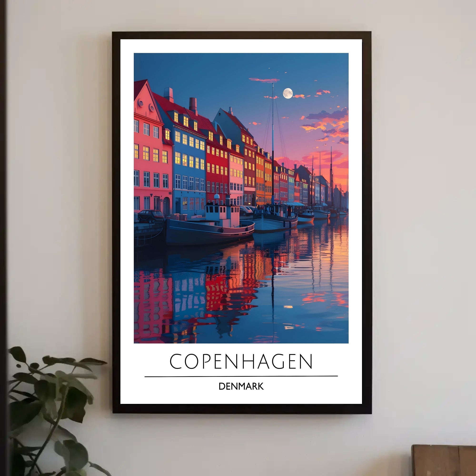 Copenhagen Nyhavn Twilight Scene Urban or Cityscape Poster