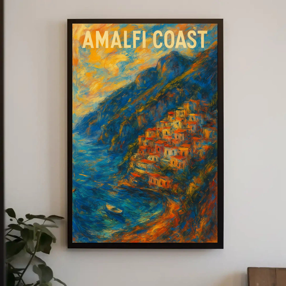 Amalfi Coast Poster Wall Art Coastal Seaside Landscape