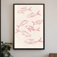 Flowing Fishes Minimalist Poster Wall Art Print