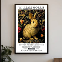 Vintage Rabbit with Floral Pattern Artistic Poster