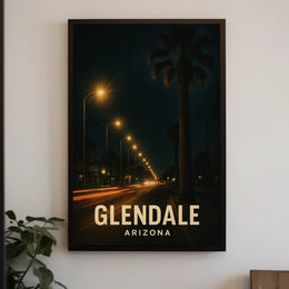 Glendale Night Lights Urban Photography Poster
