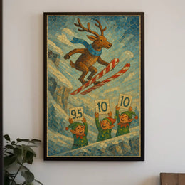 Joyful Reindeer Skiing Christmas Fun Fantasy or Mythology Poster