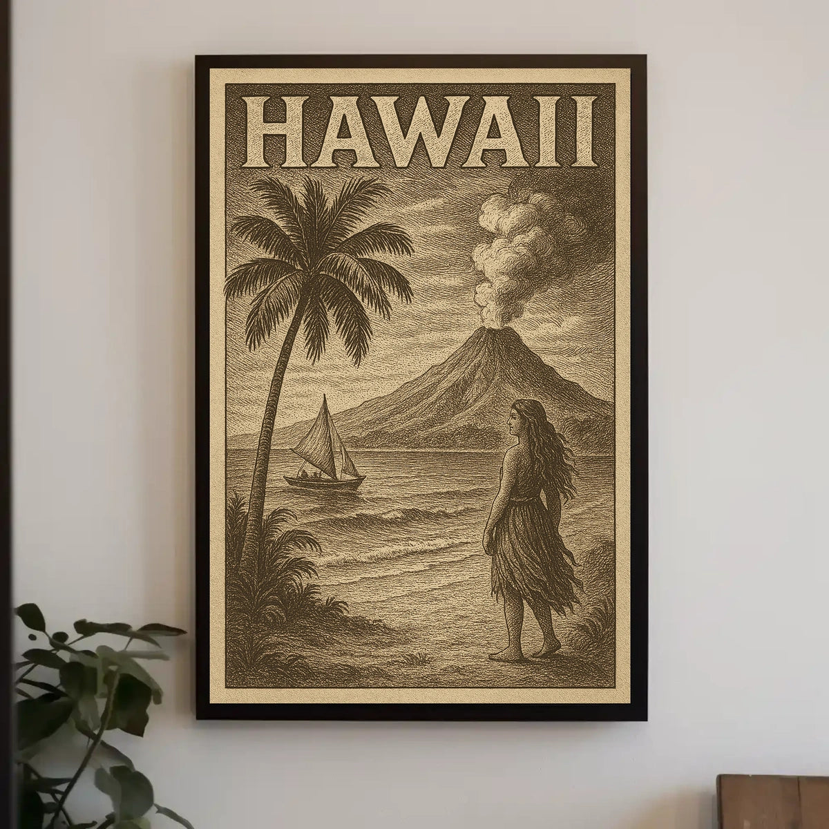 Hawaii Vintage Travel Decor Poster