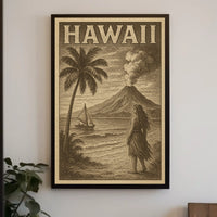 Hawaii Vintage Travel Decor Poster