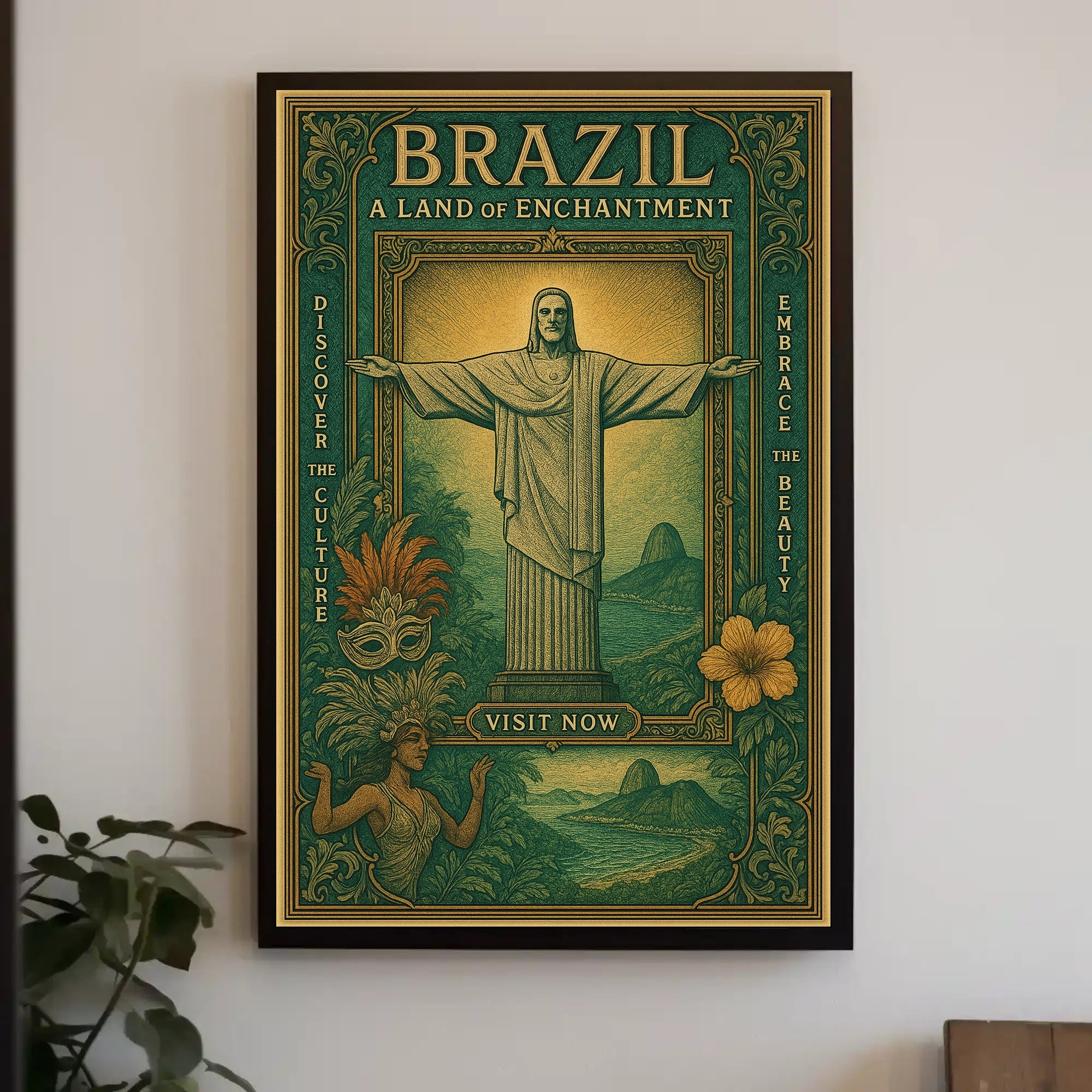 Brazilian Enchantment Vintage Art Travel Poster