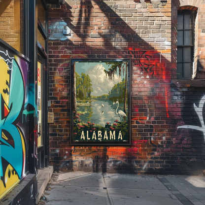Alabama Wetlands and Herons Travel Poster