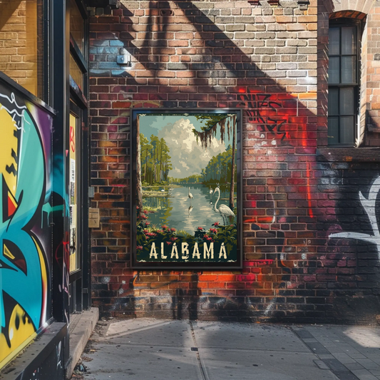 Alabama Wetlands and Herons Travel Poster