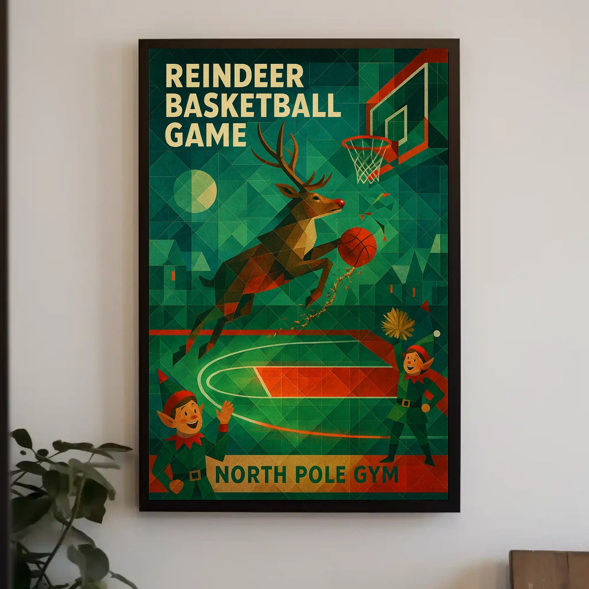 Reindeer Basketball Game Poster