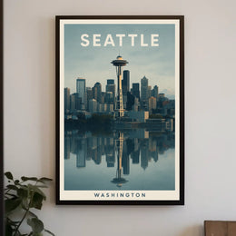 Seattle Skyline Reflection Poster