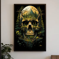 Nature-Inspired Skull Landscape Art Poster - Abstract, Artistic, or Pop Culture Poster