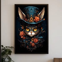 Enchanted Cat with Top Hat Fantasy or Mythology Poster