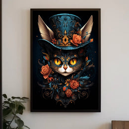 Enchanted Cat with Top Hat Fantasy or Mythology Poster