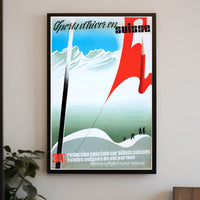 Swiss Skiing Vintage Design Winter Sports Poster PosterGoat