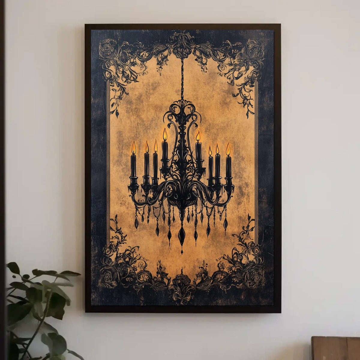 Vintage Chandelier Art Print with Luxurious Details Poster