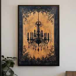Vintage Chandelier Art Print with Luxurious Details Poster