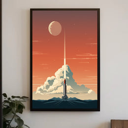 Rocket Launch At Dusk Poster