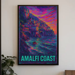 Amalfi Coast Vibrant Seascape Poster Turquoise Waters