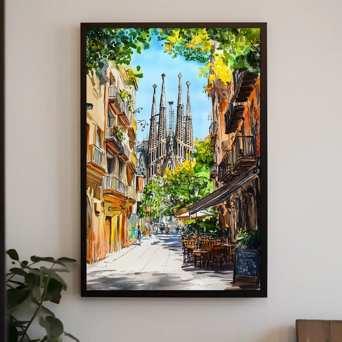 Spain Barcelona Sagrada Familia Street View City Poster