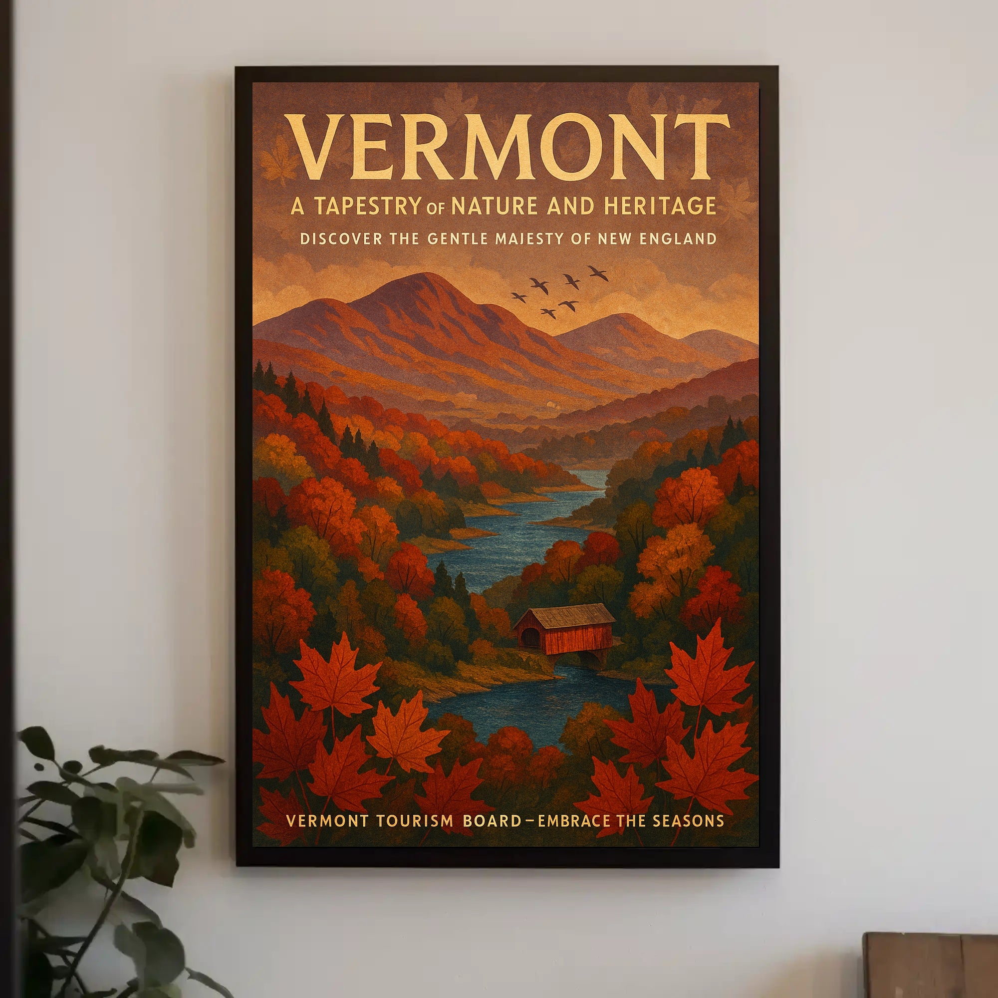 Vermont Autumn Landscape Poster Wall Art Print
