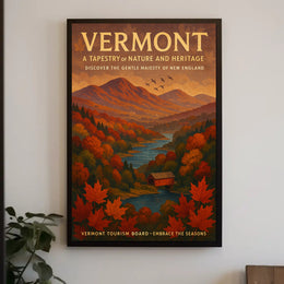 Vermont Autumn Landscape Poster Wall Art Print