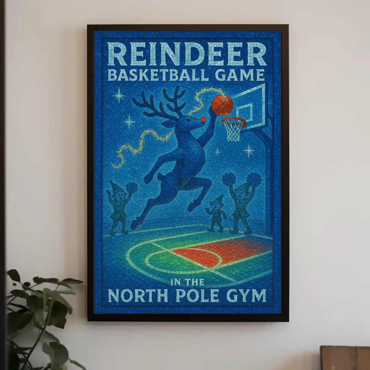 Reindeer Basketball Game Poster