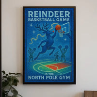 Reindeer Basketball Game Poster