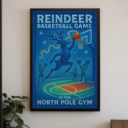 Reindeer Basketball Game Poster