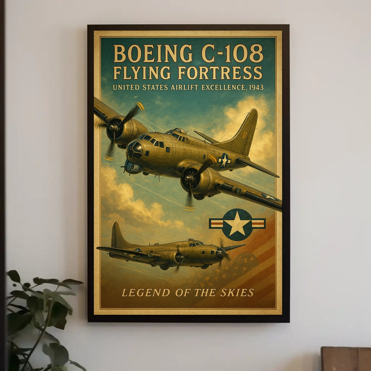 Legendary WWII Boeing C-108 Aviation Poster Art