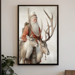 Winter Wanderer With Reindeer Poster