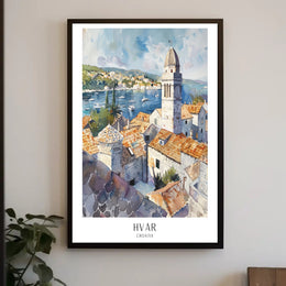 Hvar Croatia Scenic View Watercolor Travel Poster PosterGoat