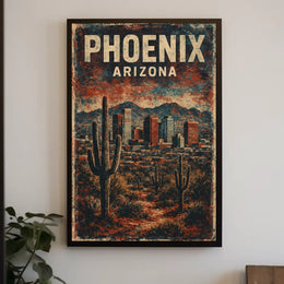 Nostalgic Phoenix Desert Cityscape Vintage Poster