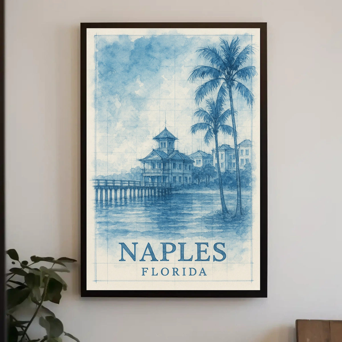 Naples Florida Poster Coastal Wall Art Beach Decor Sunset