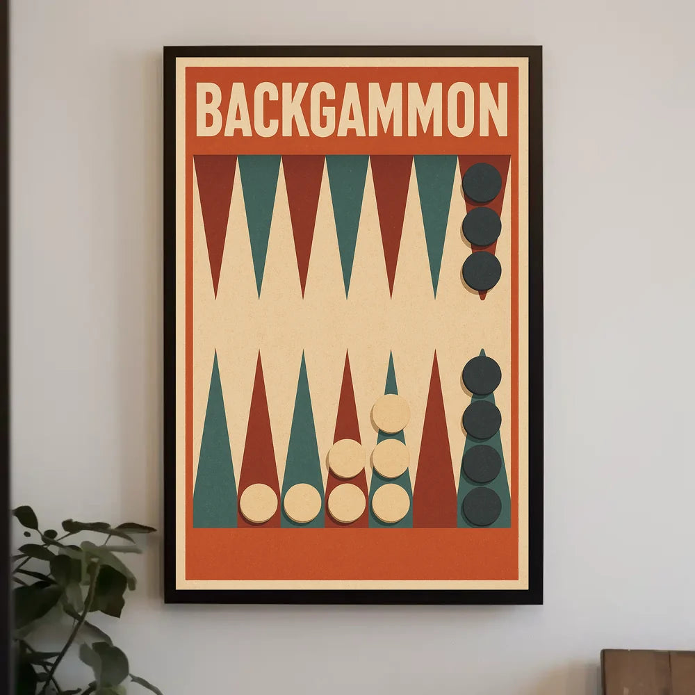 Backgammon Vintage Style Board Game Art Poster
