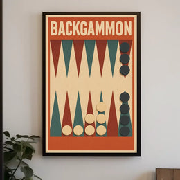 Backgammon Vintage Style Board Game Art Poster