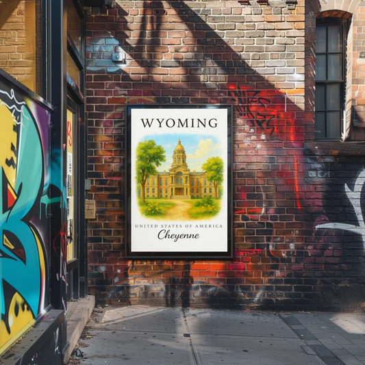 Cheyenne Wyoming Historic State Capitol Landmark Travel Poster Travel Poster