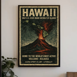 Hawaii Islands Vintage Volcano Adventure Poster
