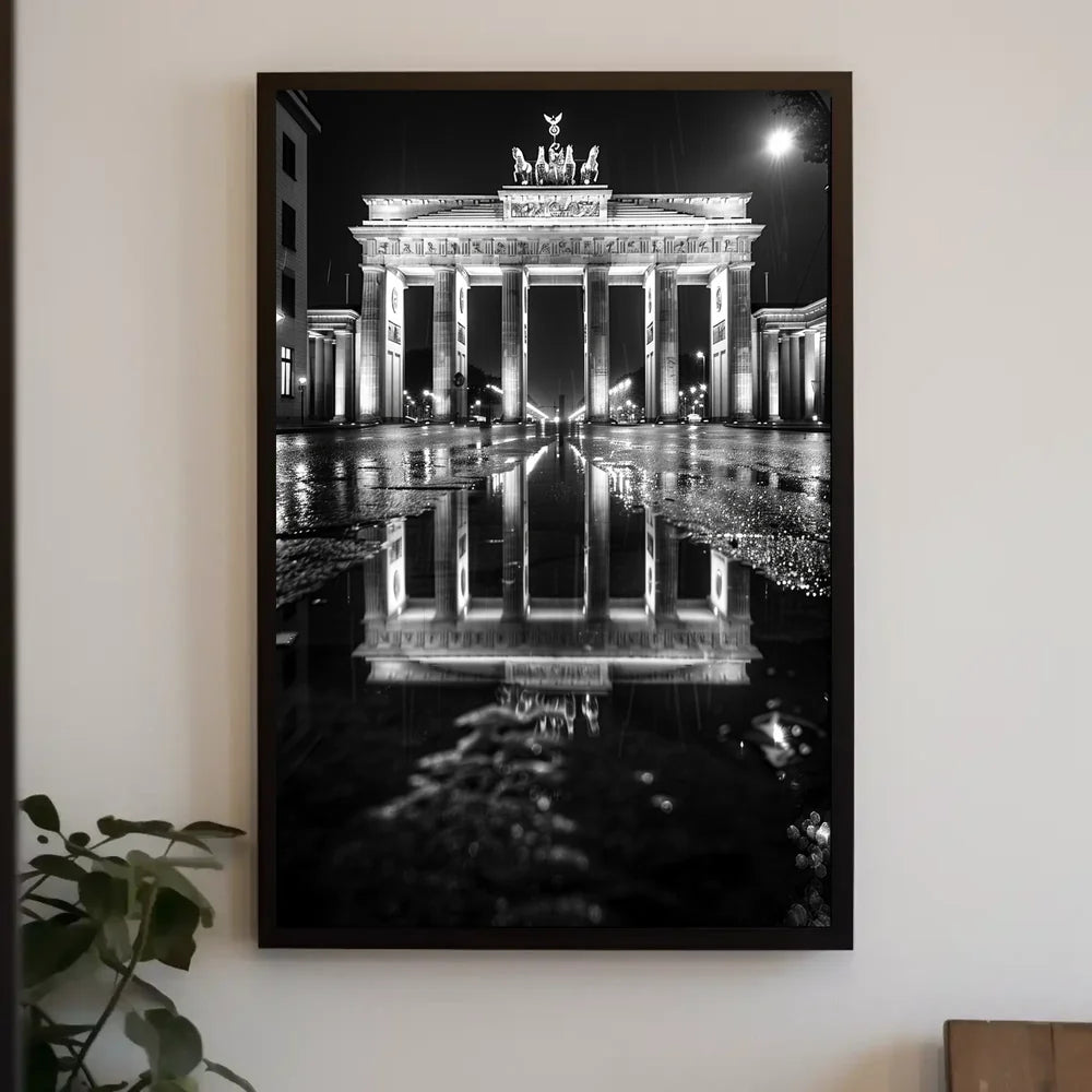 Brandenburg Gate Berlin Night Photorealistic Poster Print