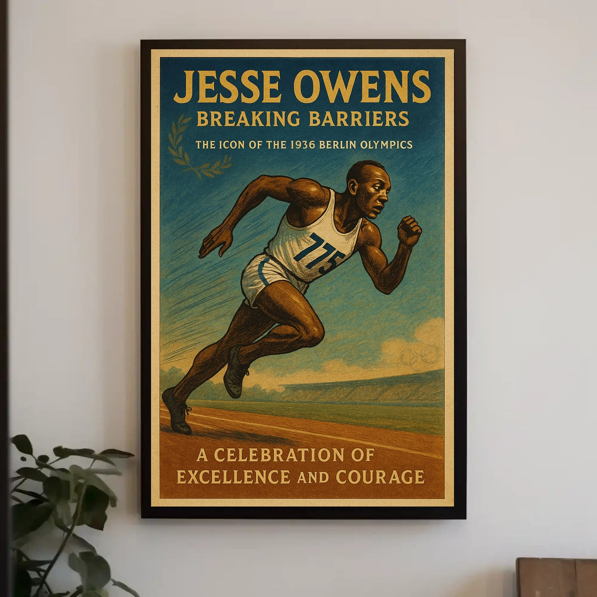 1936 Olympic Athlete Vintage Art Poster