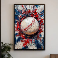 Baseball Themed Abstract Art For Sports Decor Poster