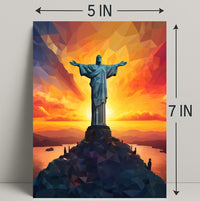 Sunset Over Christ The Redeemer Poster