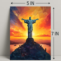 Sunset Over Christ The Redeemer Poster