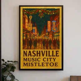 Nashville Music City Mistletoe Poster