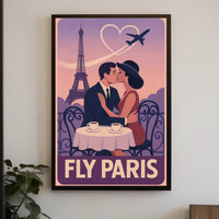 Romantic Parisian Kiss Vintage Travel Poster