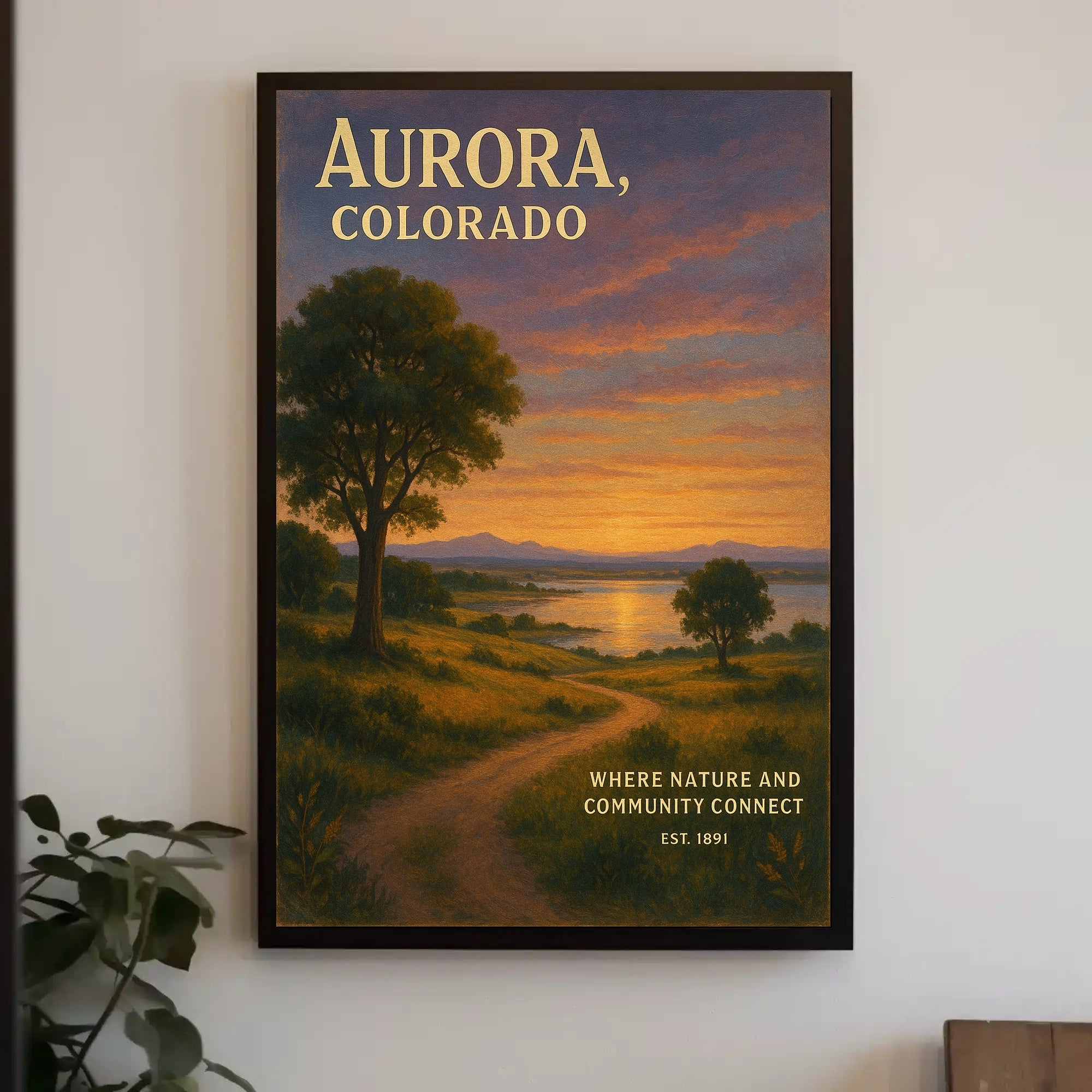 Aurora Colorado Scenic Landscape Vintage Travel Poster