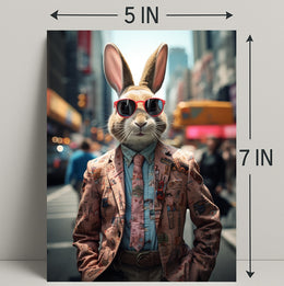 Stylish Rabbit In The City Poster