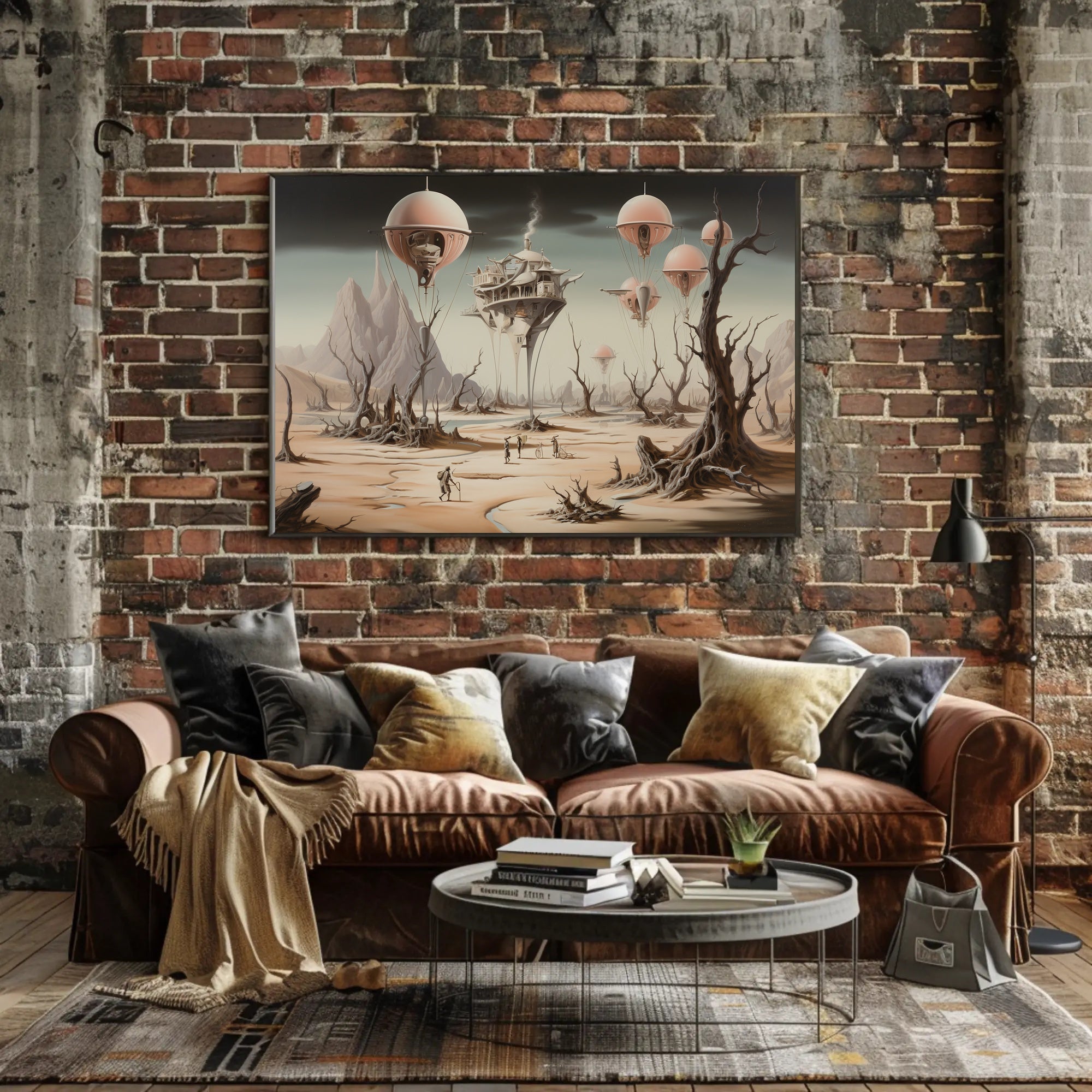 Surreal Landscape with Futuristic Technology Sci-Fi Poster