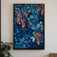 Vibrant Botanical Art: Enchanting Berry and Foliage Poster