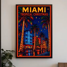 Miami Tropical Christmas Poster